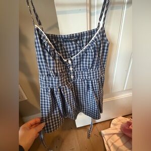 Brandy Melville Navy Plaid Top